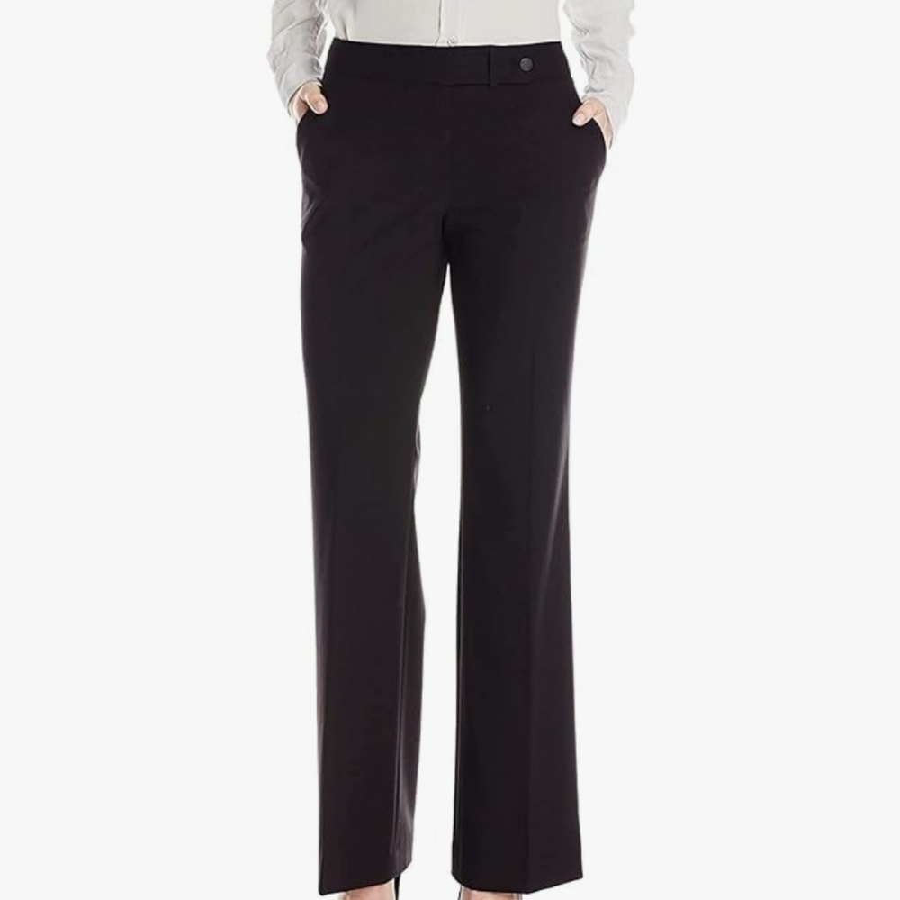 Classic Fit Mid-rise Trouser Dress Pants Black Career Clean Minimalist Chic 10